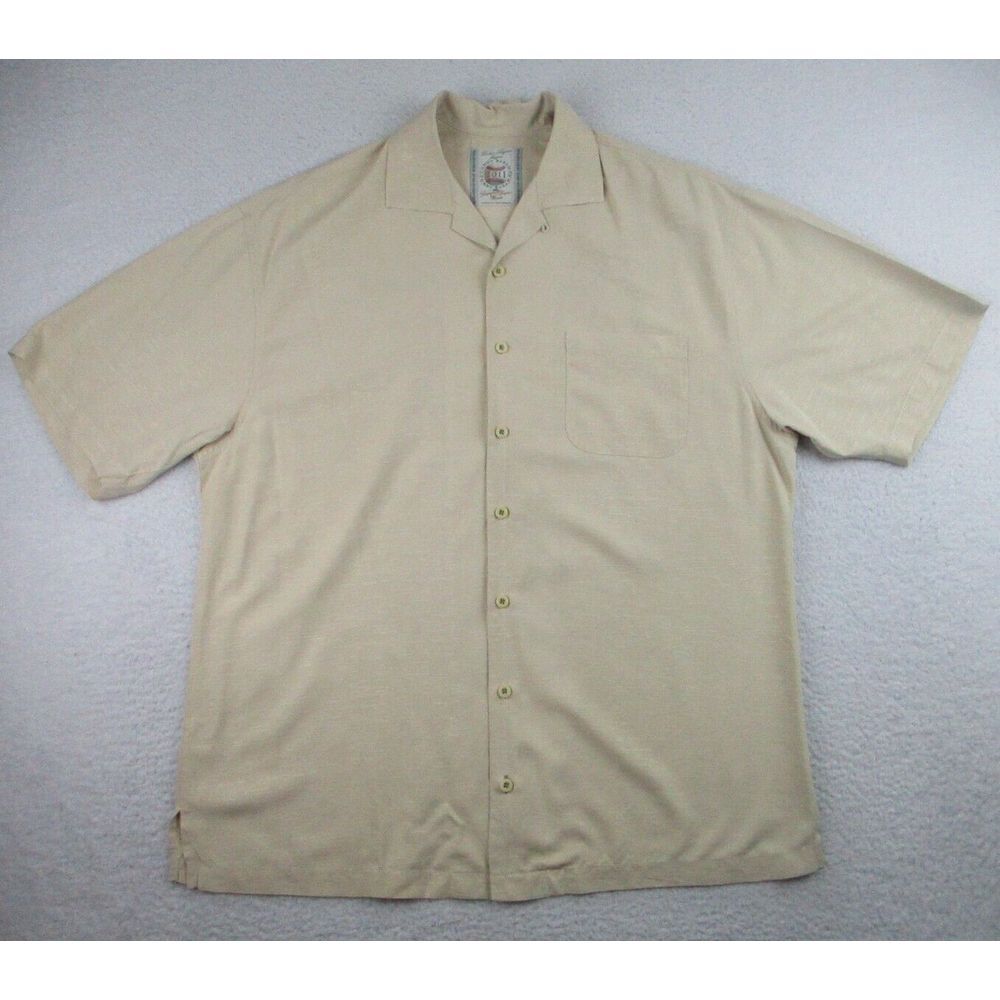 Tommy Bahama Shirt Mens Large Beige S/S Silk Embroidered Spring Training MLB L - Picture 4 of 10